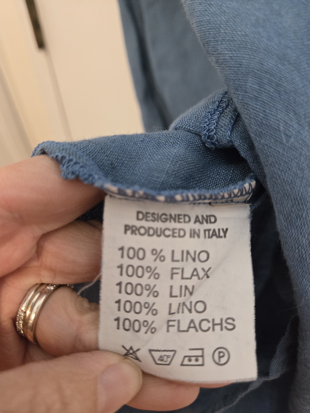 Light Blue High-Low Linen Dress with 3/4 Sleeves - Picture 7 of 9